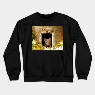 George the mouse in a log pile house Crewneck Sweatshirt